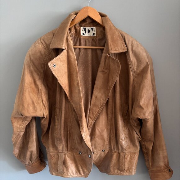 Vintage 80s Brown Paper bag Leather Jacket - Picture 13 of 14